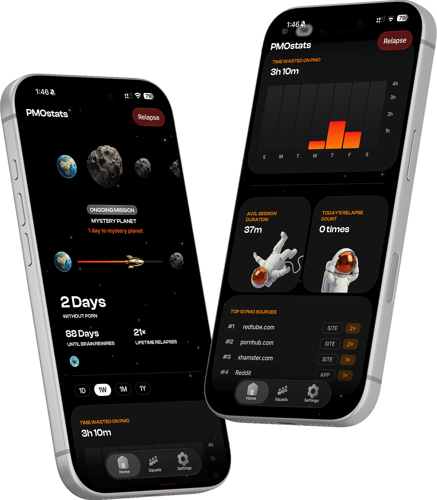 PMOstats app screens